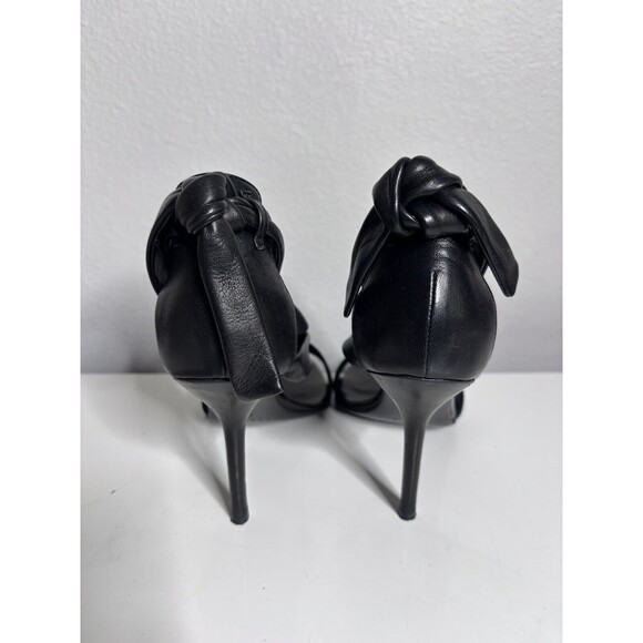 CASADEI Black Heels Pellame NAPPA NERO Hi Ankle Tie Leather Sandals Stiletto 6.5 - Picture 3 of 7